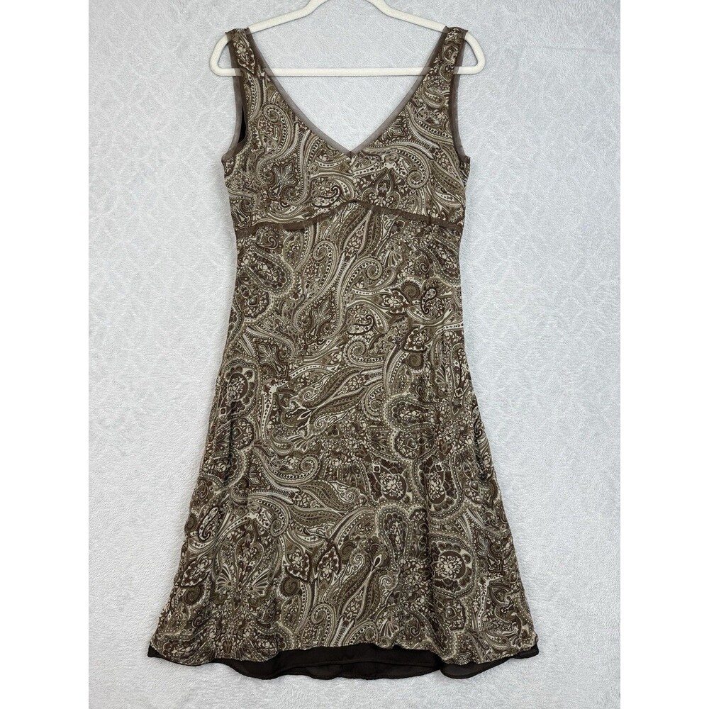 Vtg Y2K Old Navy Babydoll Dress 6 Brown Paisley Fairycore Boho Dark Romantic 90s